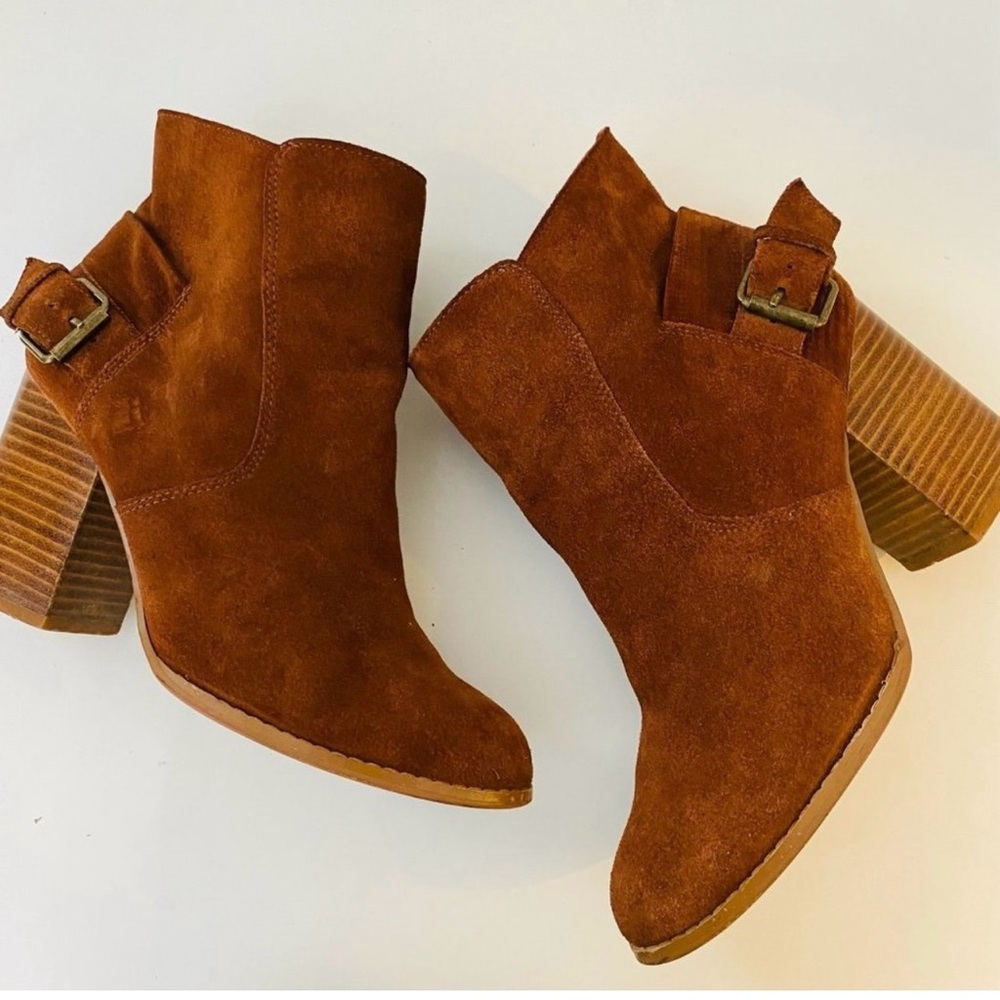 Suede Boho Chunky Block Heel Ankle Boots